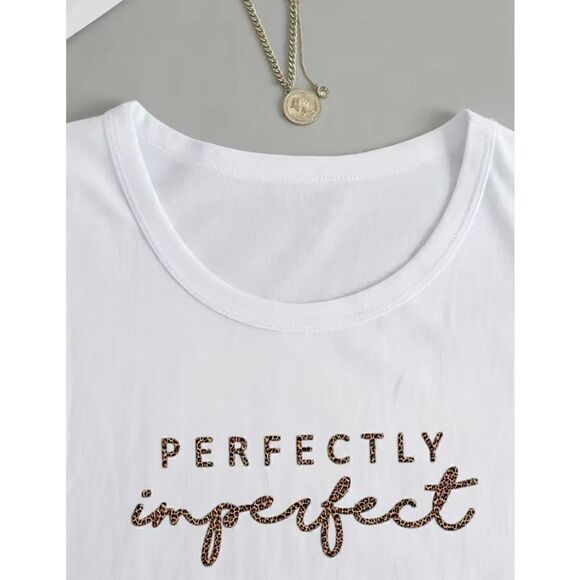 NWT Woman’s SZ S White Perfectly Imperfect Leopard Print Casual Top - Picture 5 of 6